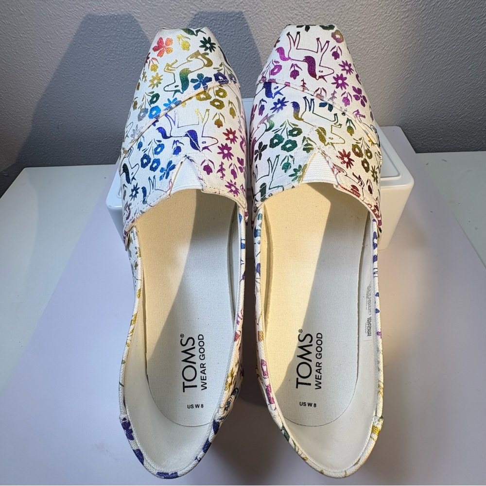 Toms Multicolor Unicorn Flower Metallic Patterned Women's Flats size 8 - Picture 6 of 11